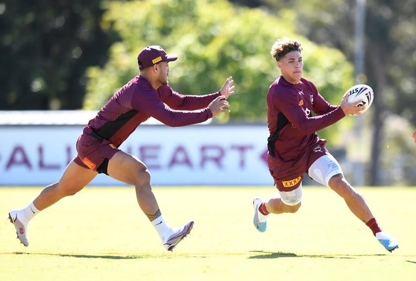 2 Queensland Maroons training in Bauerfeind Compression Products